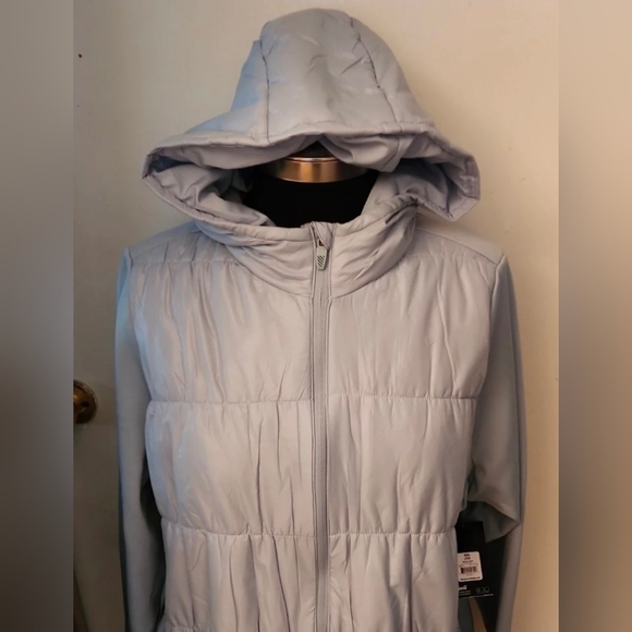 Womens Avia SkyBlue Quilted Jogger Athletic Light weight Coat Jacket Hooded - Picture 3 of 11